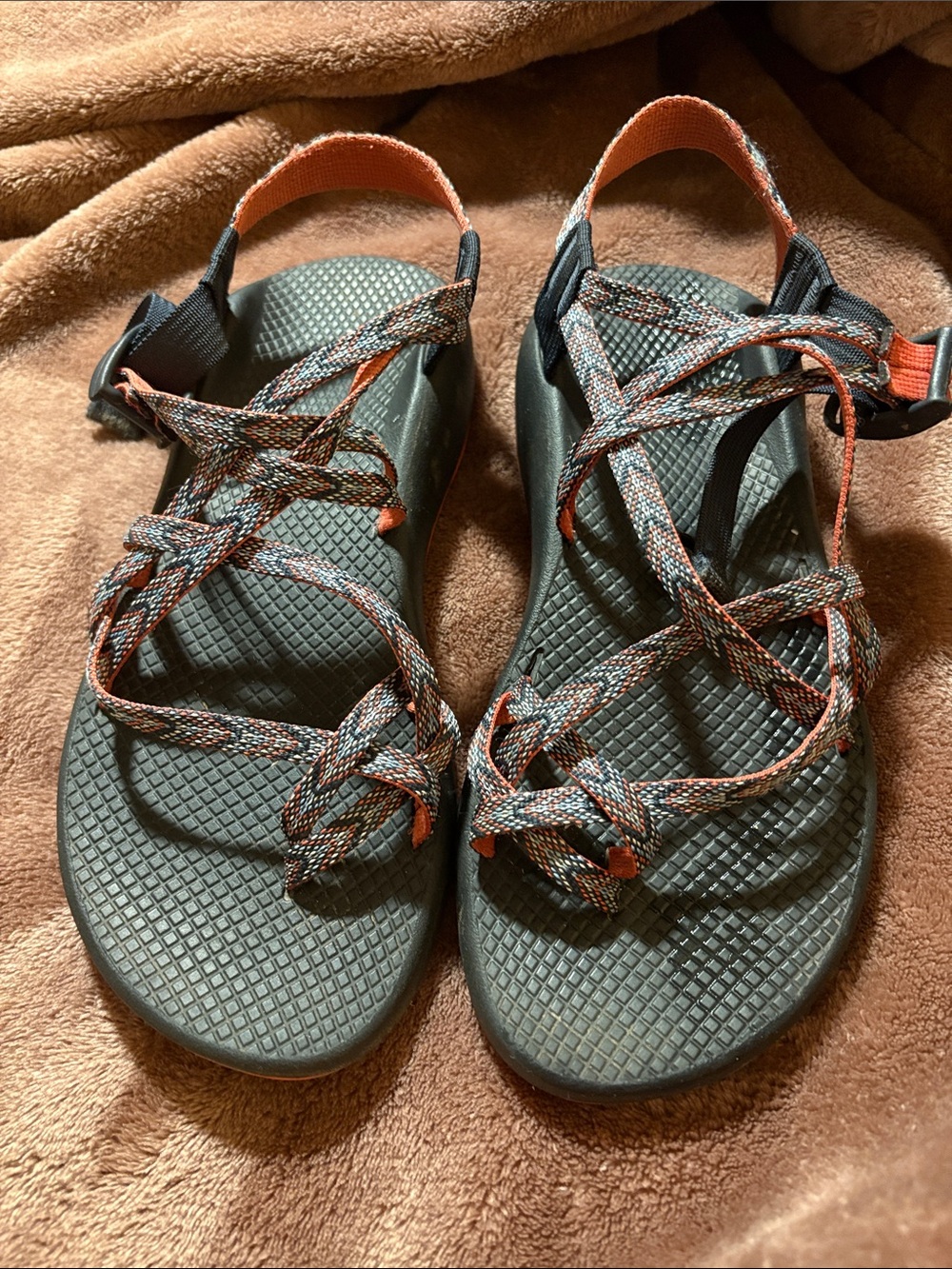 Chaco Women's Trail Sandals in Black and Coral Braided Straps